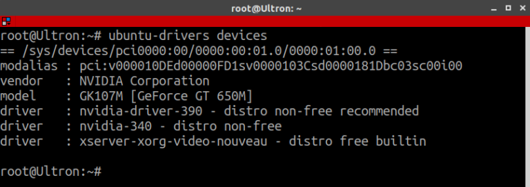 Ubuntu drivers devices ничего не выводит